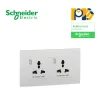 Ổ cắm đôi đa năng 3 chấu Schneider Vivace KBT413S_WE